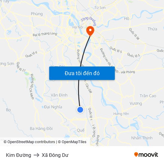 Kim Đường to Xã Đông Dư map