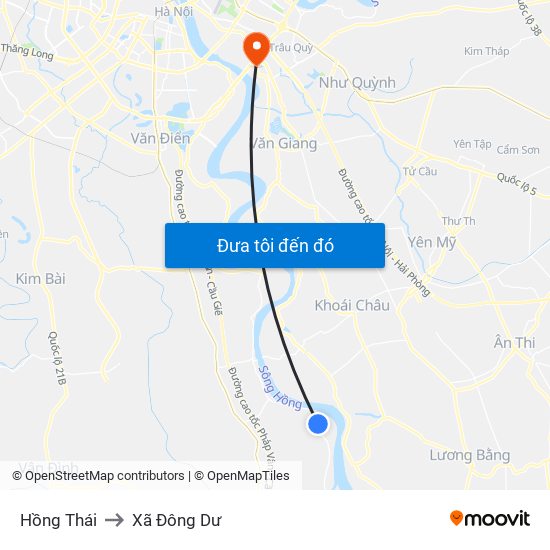 Hồng Thái to Xã Đông Dư map