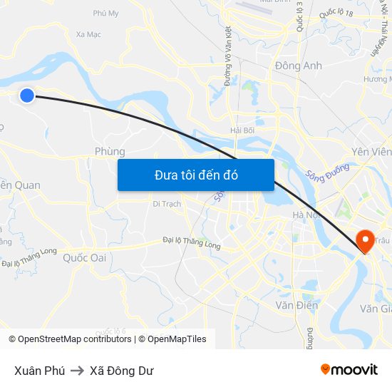Xuân Phú to Xã Đông Dư map
