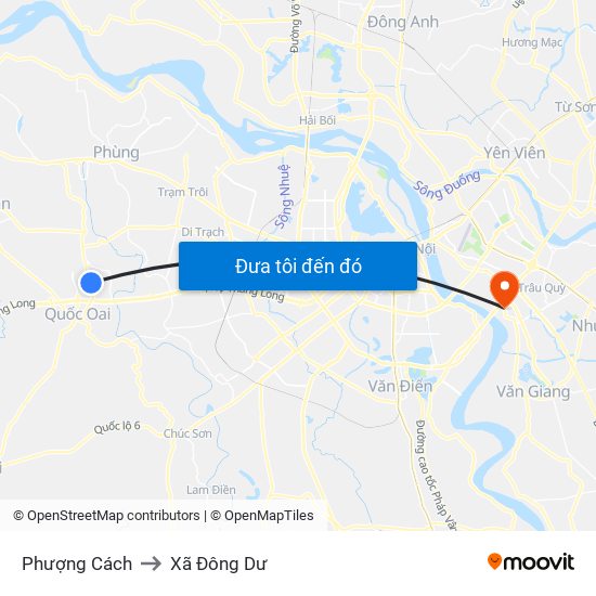 Phượng Cách to Xã Đông Dư map