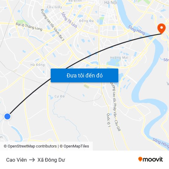 Cao Viên to Xã Đông Dư map