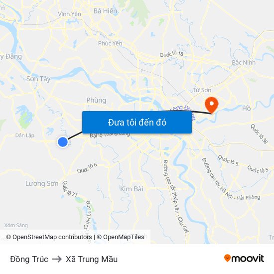 Đồng Trúc to Xã Trung Mầu map