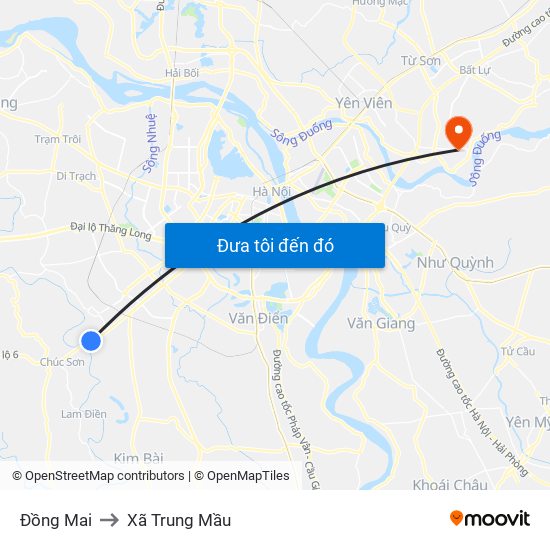 Đồng Mai to Xã Trung Mầu map