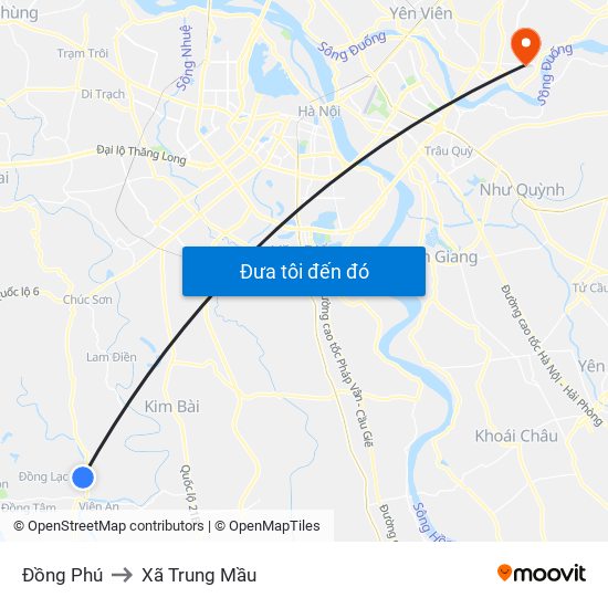 Đồng Phú to Xã Trung Mầu map