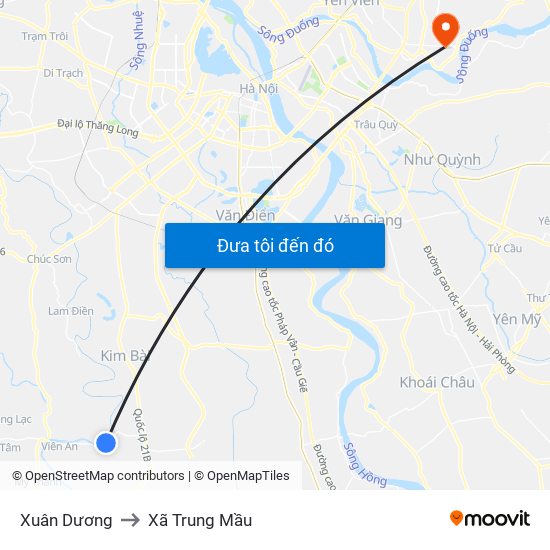 Xuân Dương to Xã Trung Mầu map