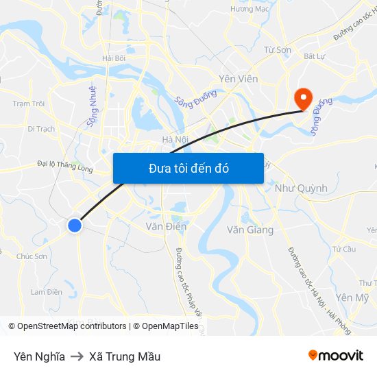 Yên Nghĩa to Xã Trung Mầu map