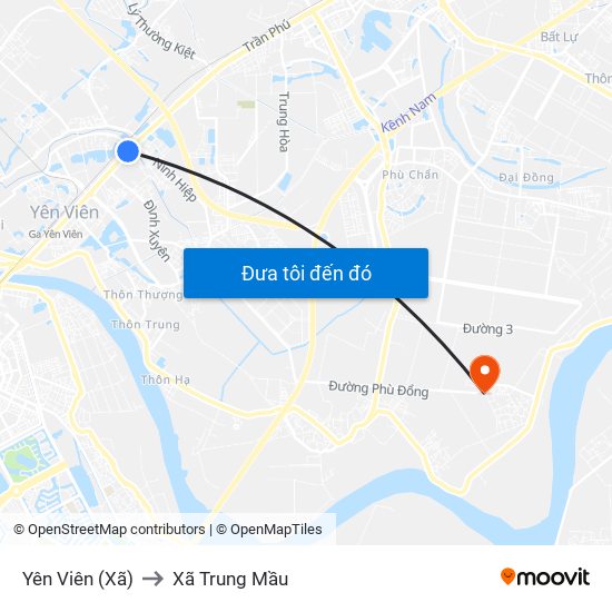 Yên Viên (Xã) to Xã Trung Mầu map