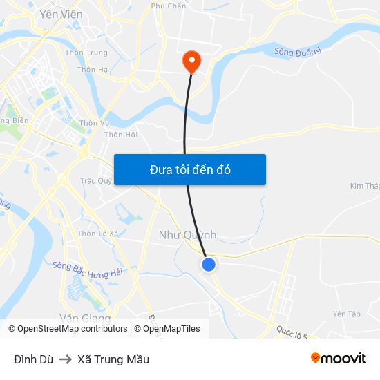 Đình Dù to Xã Trung Mầu map