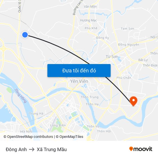 Đông Anh to Xã Trung Mầu map