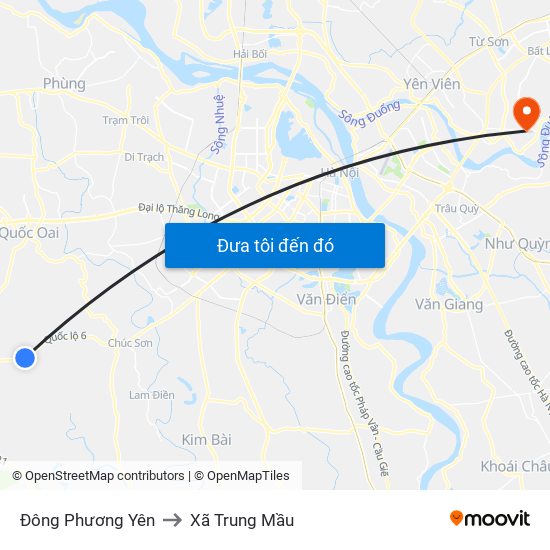 Đông Phương Yên to Xã Trung Mầu map