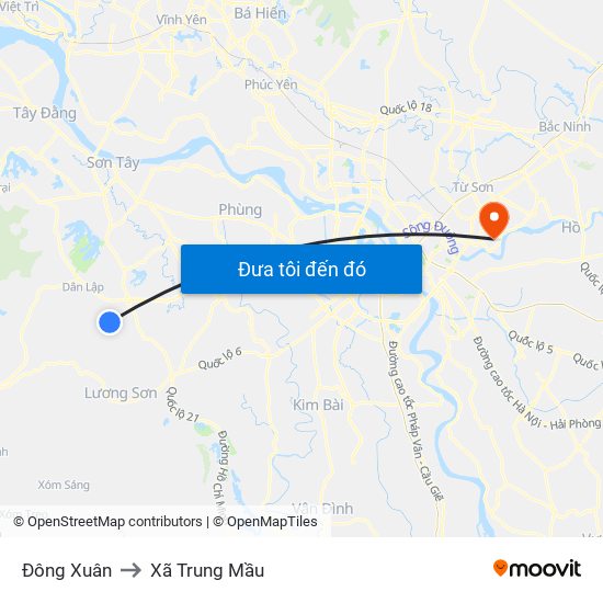 Đông Xuân to Xã Trung Mầu map