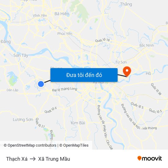 Thạch Xá to Xã Trung Mầu map