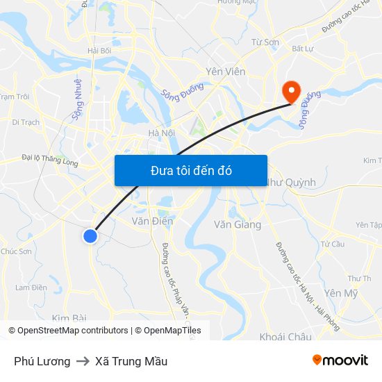Phú Lương to Xã Trung Mầu map