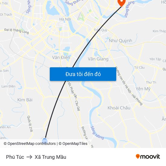 Phú Túc to Xã Trung Mầu map