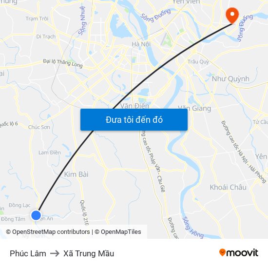 Phúc Lâm to Xã Trung Mầu map