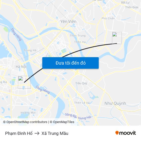 Phạm Đình Hổ to Xã Trung Mầu map