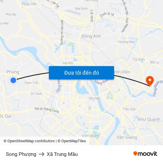 Song Phượng to Xã Trung Mầu map