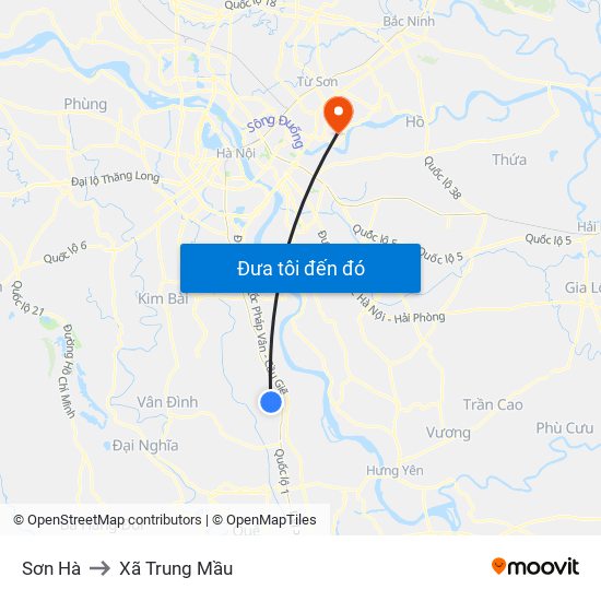 Sơn Hà to Xã Trung Mầu map