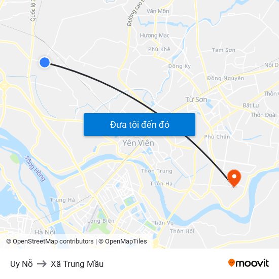 Uy Nỗ to Xã Trung Mầu map