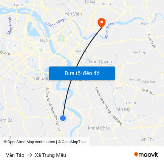 Vân Tảo to Xã Trung Mầu map