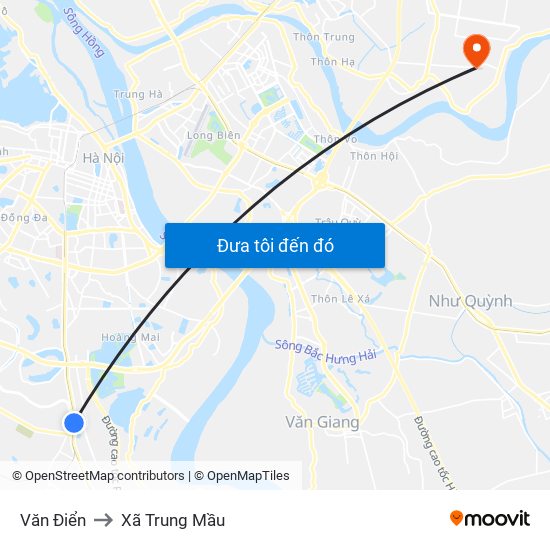 Văn Điển to Xã Trung Mầu map