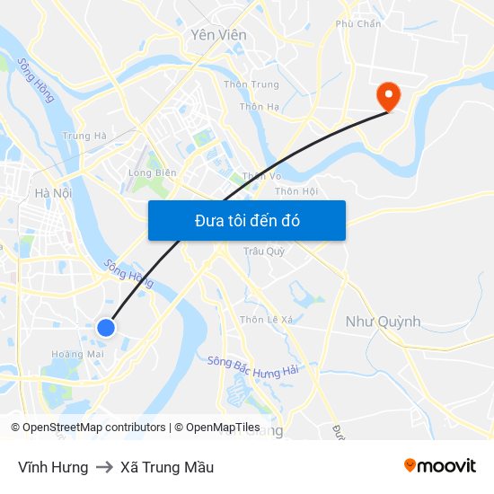 Vĩnh Hưng to Xã Trung Mầu map
