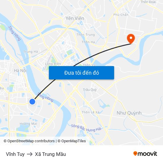 Vĩnh Tuy to Xã Trung Mầu map