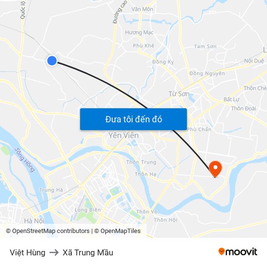 Việt Hùng to Xã Trung Mầu map