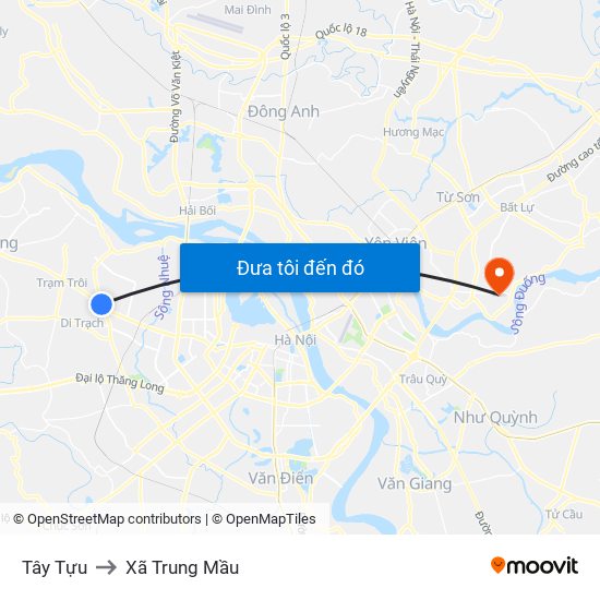 Tây Tựu to Xã Trung Mầu map