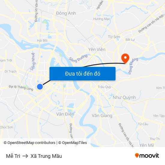 Mễ Trì to Xã Trung Mầu map