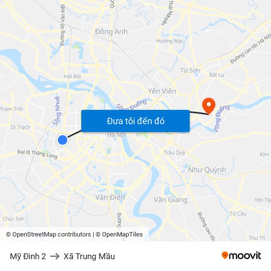 Mỹ Đình 2 to Xã Trung Mầu map