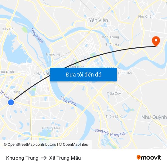 Khương Trung to Xã Trung Mầu map