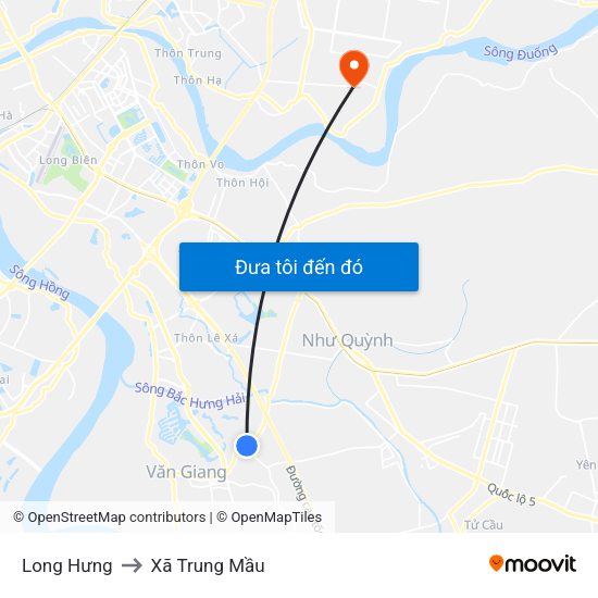 Long Hưng đến Xã Trung Mầu bằng phương tiện công cộng