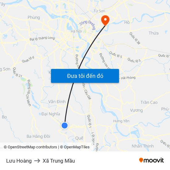 Lưu Hoàng to Xã Trung Mầu map