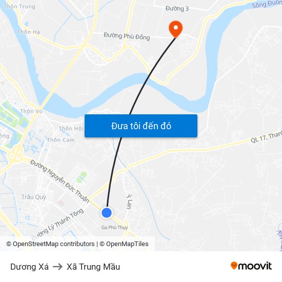 Dương Xá to Xã Trung Mầu map