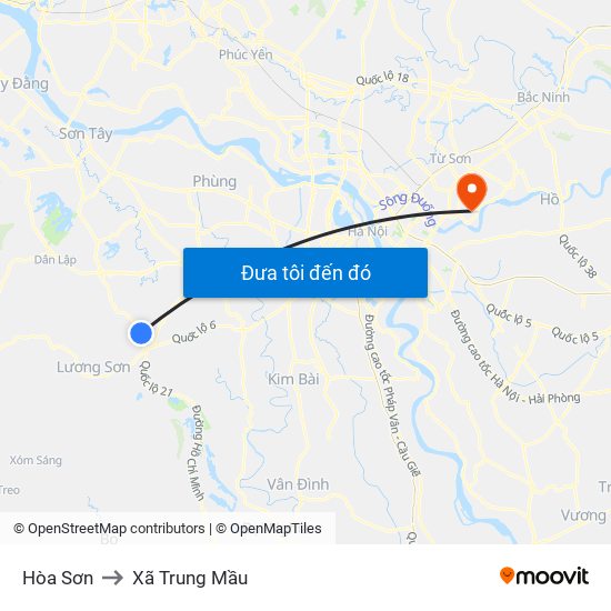 Hòa Sơn to Xã Trung Mầu map