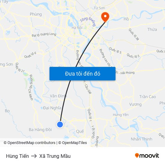 Hùng Tiến to Xã Trung Mầu map