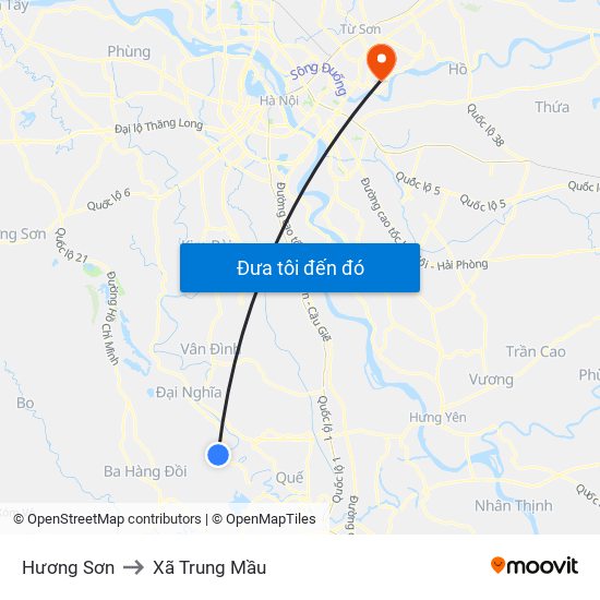 Hương Sơn to Xã Trung Mầu map