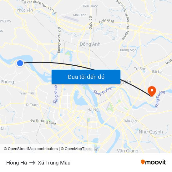 Hồng Hà to Xã Trung Mầu map