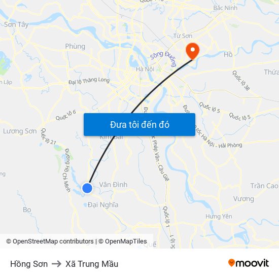 Hồng Sơn to Xã Trung Mầu map