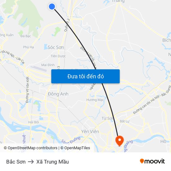 Bắc Sơn to Xã Trung Mầu map