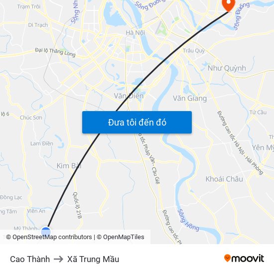Cao Thành to Xã Trung Mầu map