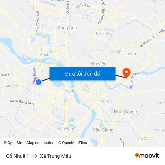 Cổ Nhuế 1 to Xã Trung Mầu map