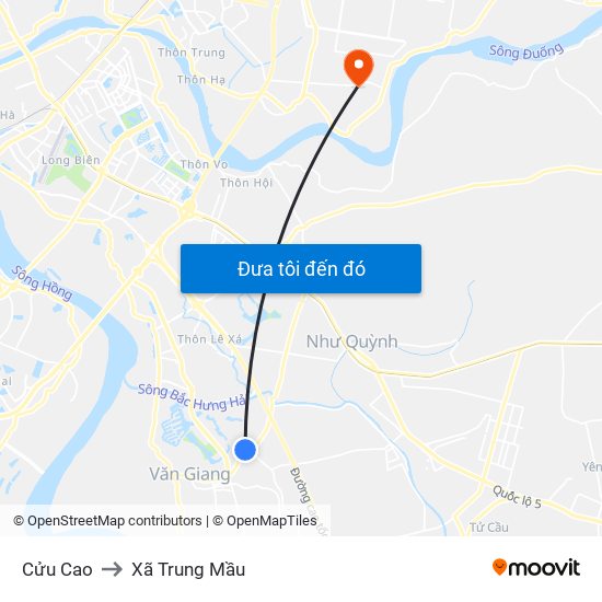 Cửu Cao to Xã Trung Mầu map