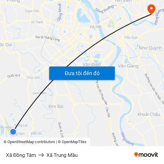 Xã Đồng Tâm to Xã Trung Mầu map