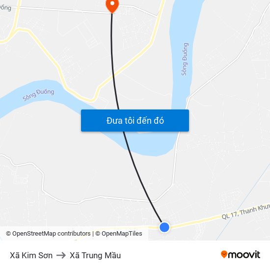 Xã Kim Sơn to Xã Trung Mầu map