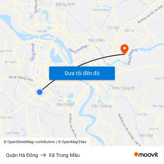 Quận Hà Đông to Xã Trung Mầu map