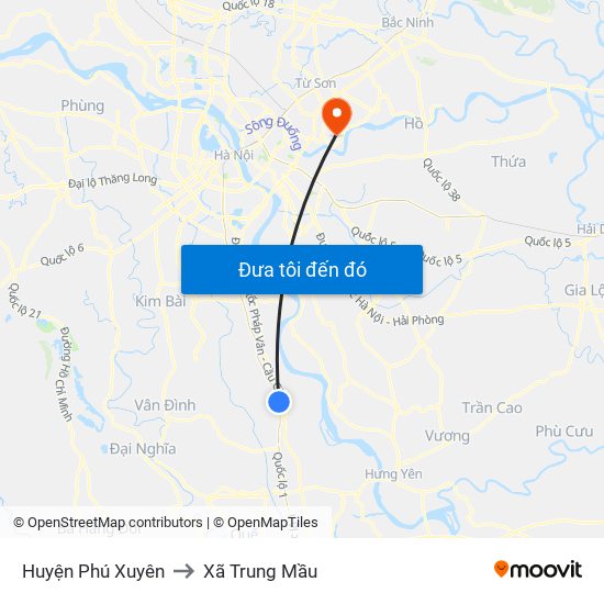 Huyện Phú Xuyên to Xã Trung Mầu map