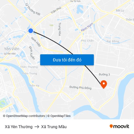 Xã Yên Thường to Xã Trung Mầu map
