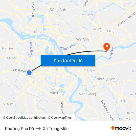 Phường Phú Đô to Xã Trung Mầu map
